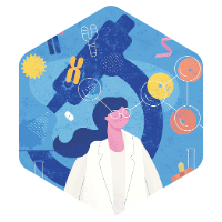 illustration of woman in the lab