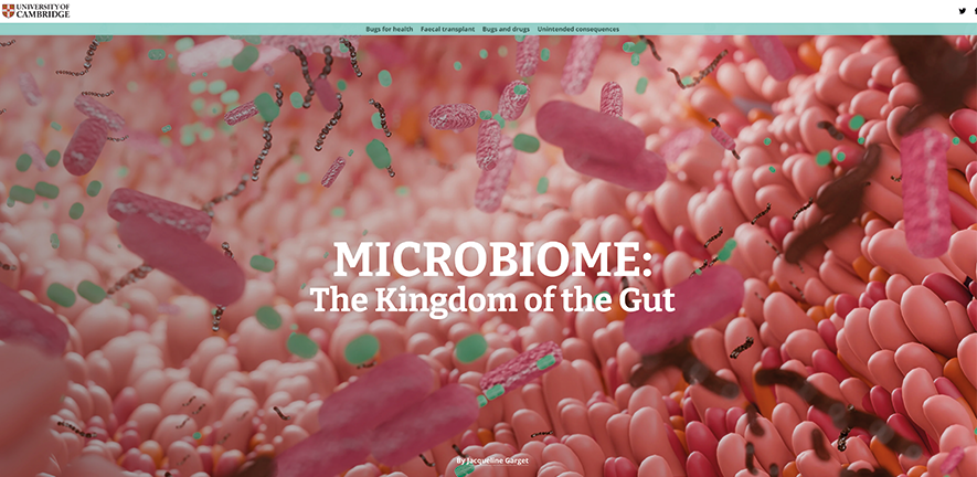 screenshot of an article published by the University of Cambridge about the Microbiome
