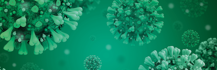 illustration of virus with green background