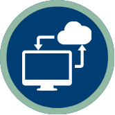 data management icon - screen and cloud