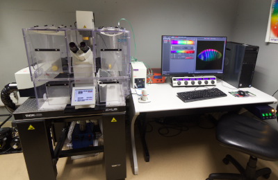 Leica SP8 Confocal microscope Leica SP8 confocal on table next to computer