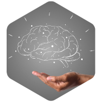 Mental Health across scales and disciplines hand with cloud drawing hovering