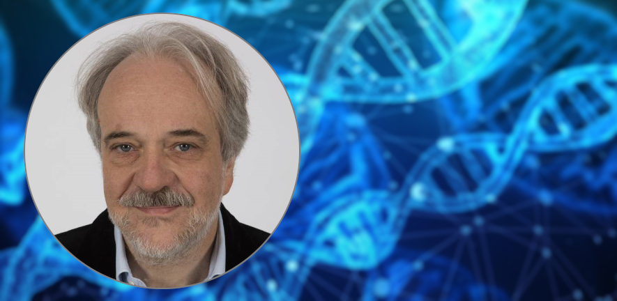 Paul Schofield Profile photo of paul schofield against a blurred background showing DNA