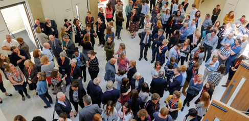 people in a room seen from above