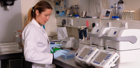 person working with lab equipment