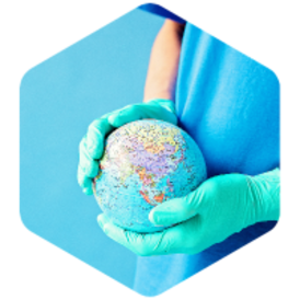 doctor hands holding globe