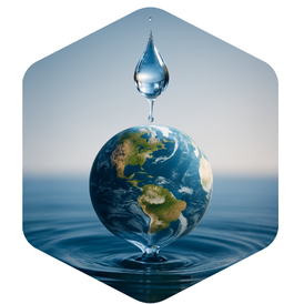 The Earth with a water droplet on top