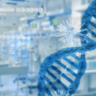 virus, dna with laboratory background