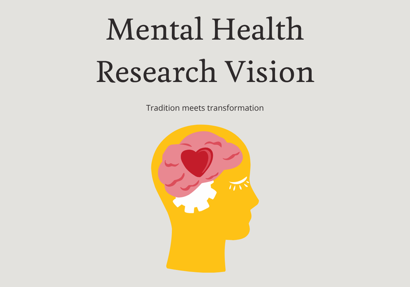 cover of Mental Health Research vision document with an illustration of human head and brain