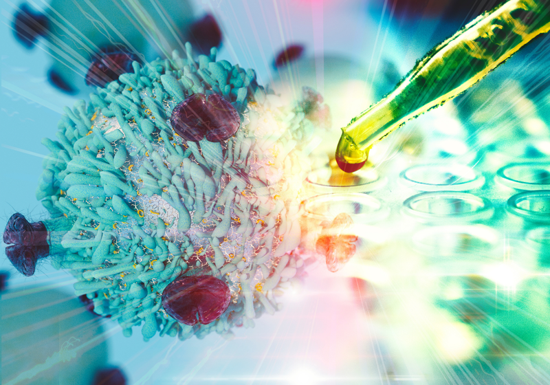 computer artwork of virus overlaid with pipette