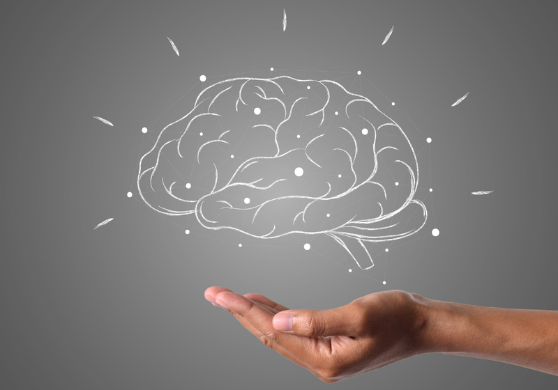 brain like cloud hovering hand