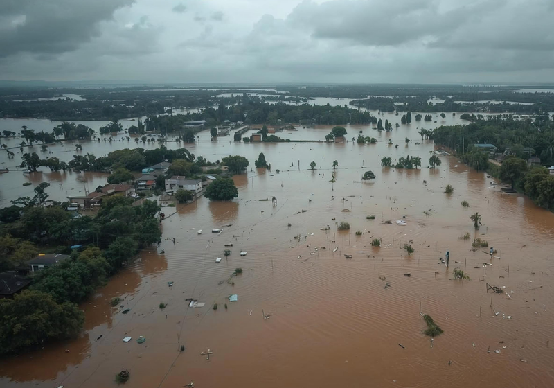 Aerial view of flooding