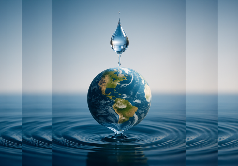 water drop on top of globe