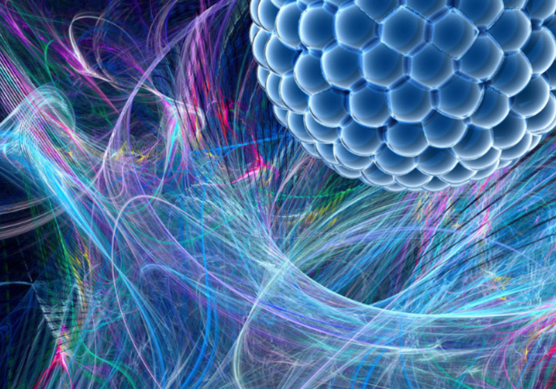 Computer artwork illustrating nanoparticles in blue