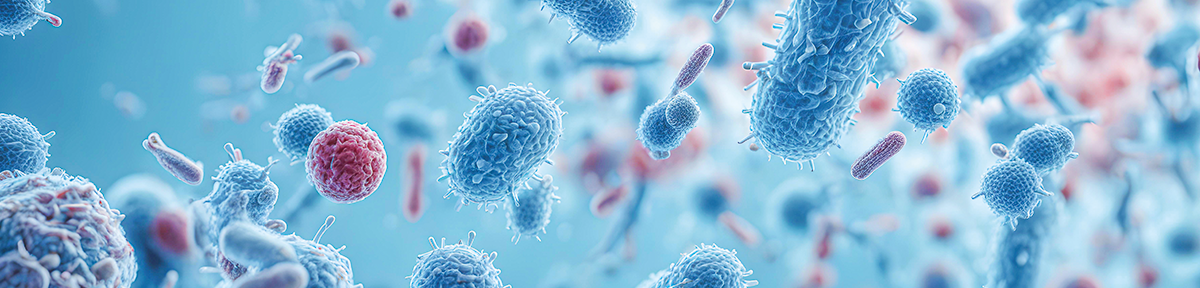 Blue bacterial illustration. Credit: fatido, iStock blue bacterial background illustration