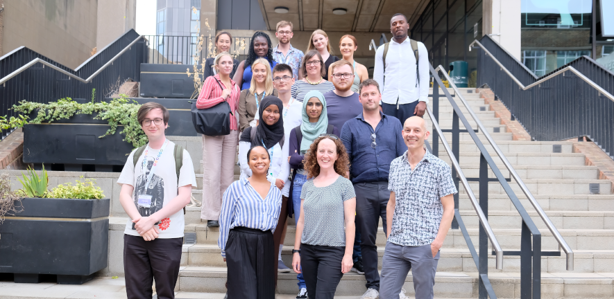 Experience Postgrad Life Sciences Summer Students 2022 people standing on the stairs outside the Zoology Museum