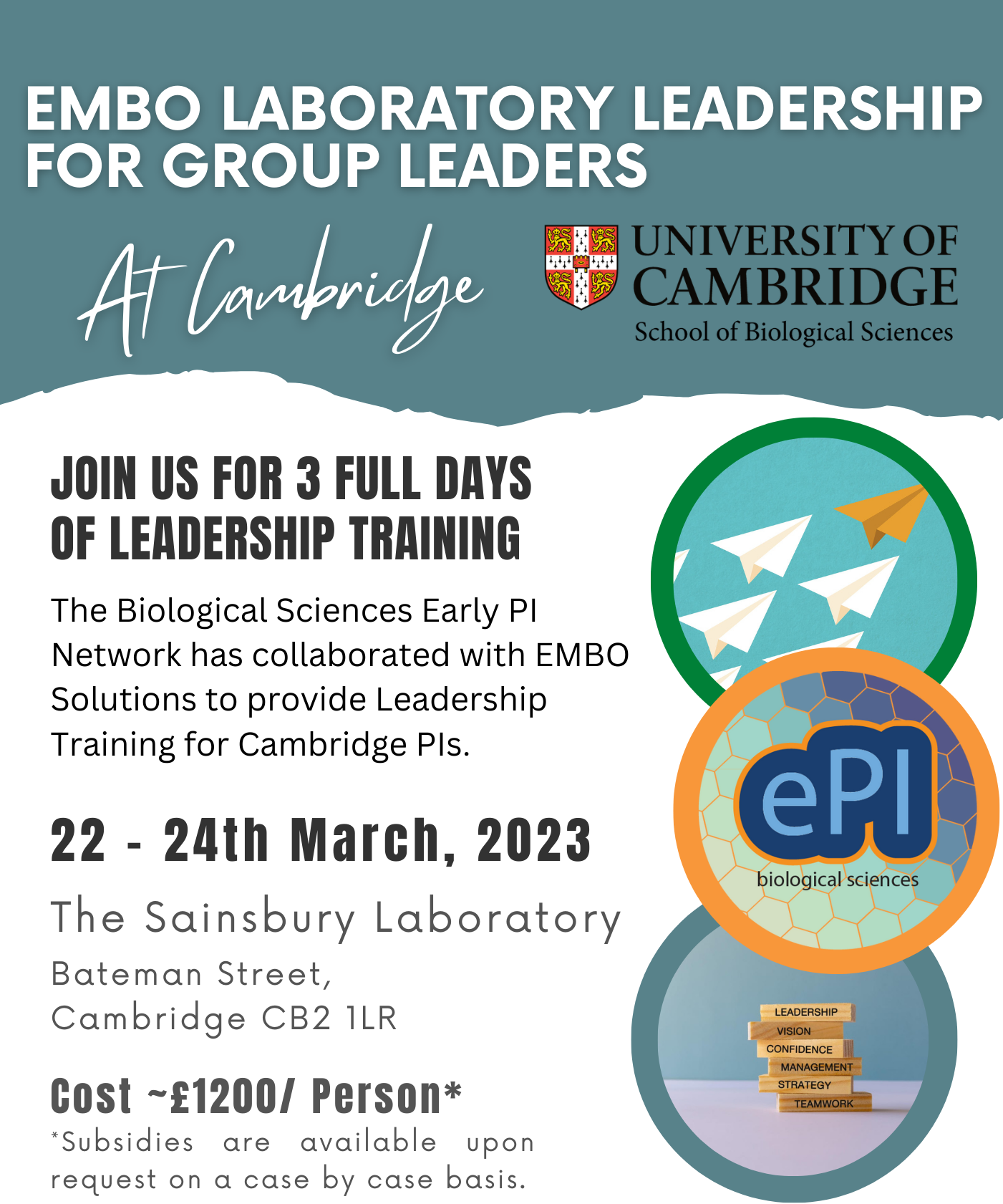 poster for EMBO Laboratory Leadership course