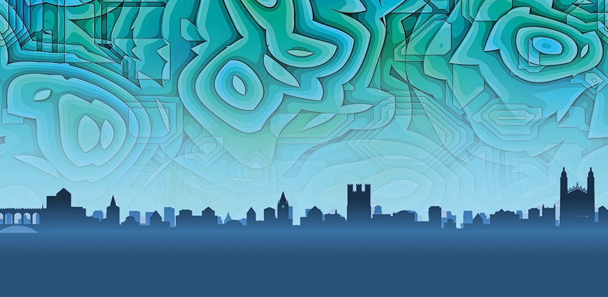 illustration of tissue above the city of Cambridge skyline